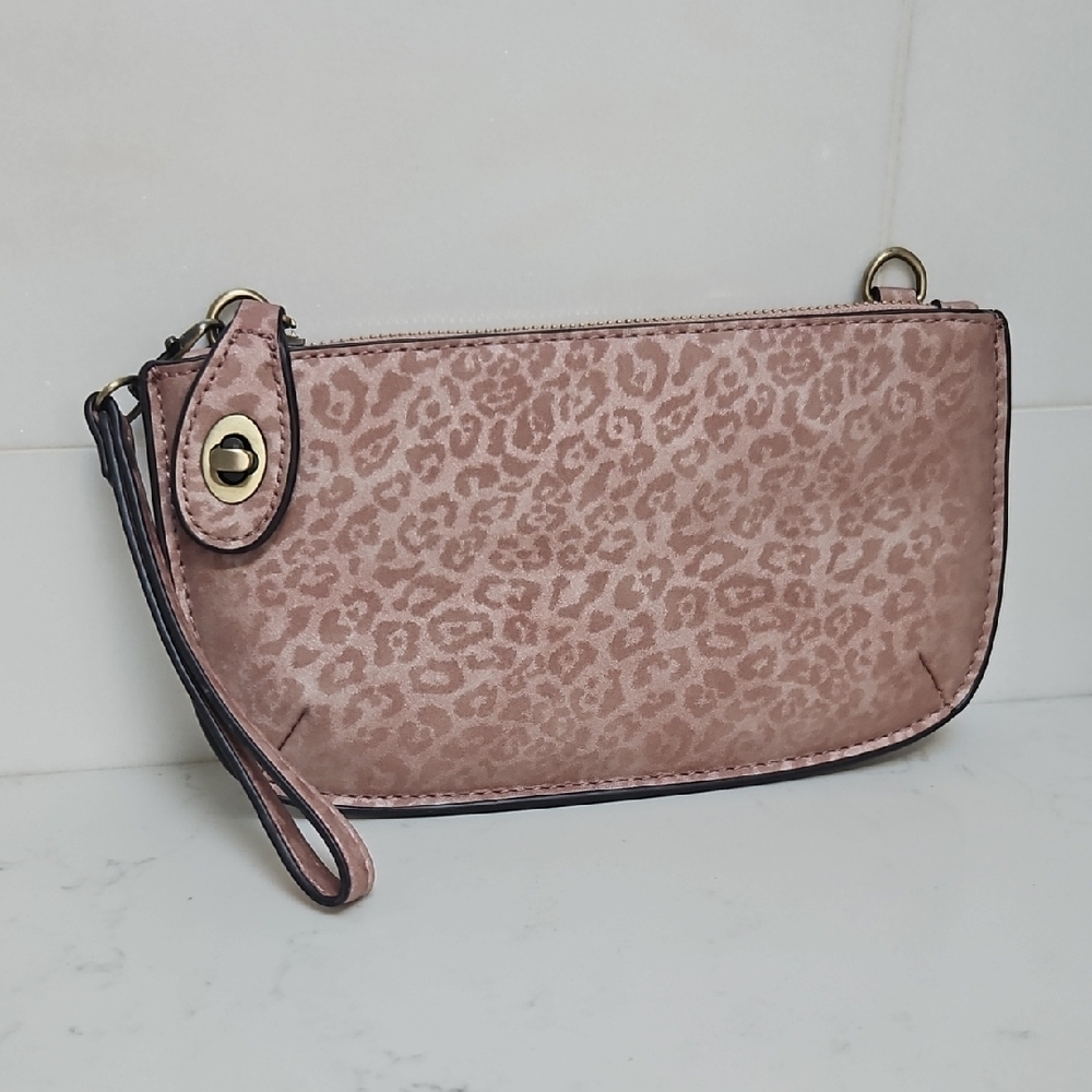Joy Susan Leopard Print Pink Wristlet Clutch